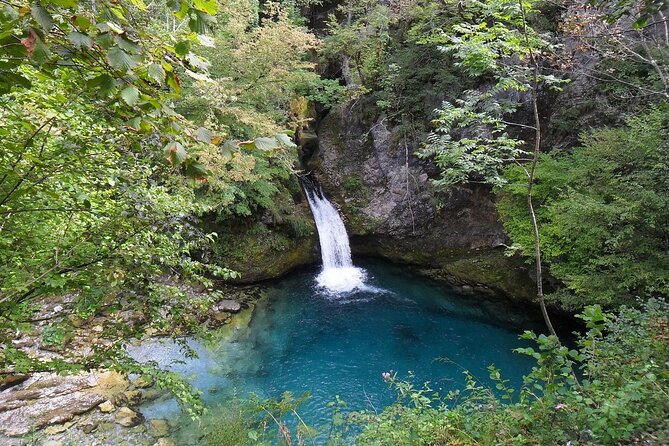 Blue Eye Ksamil Beach, Saranda day tour from Tirana Durres golem. - Tepelena Cold Water Waterfall: a short first stop